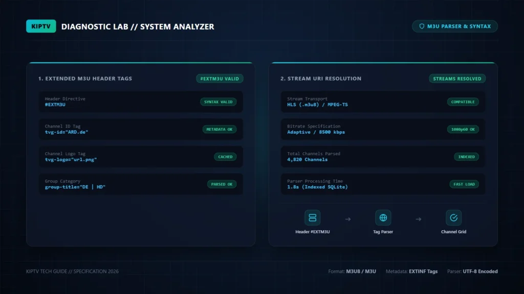 M3U Playlist Syntax und Header-Struktur für IPTV Player